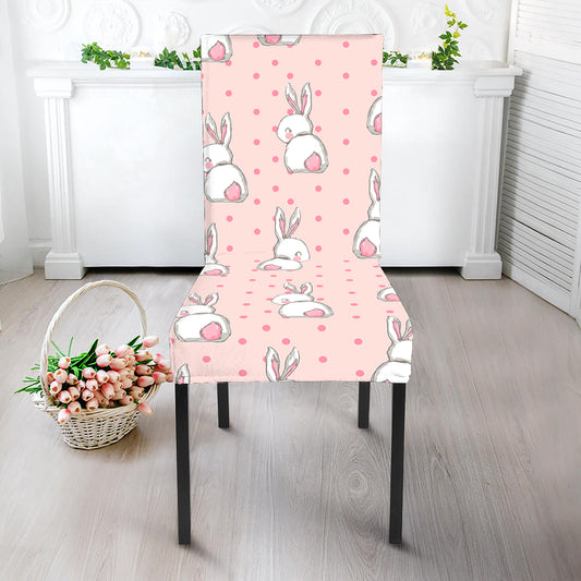 Cute Rabbit Pattern Print Dining Chair Slipcover