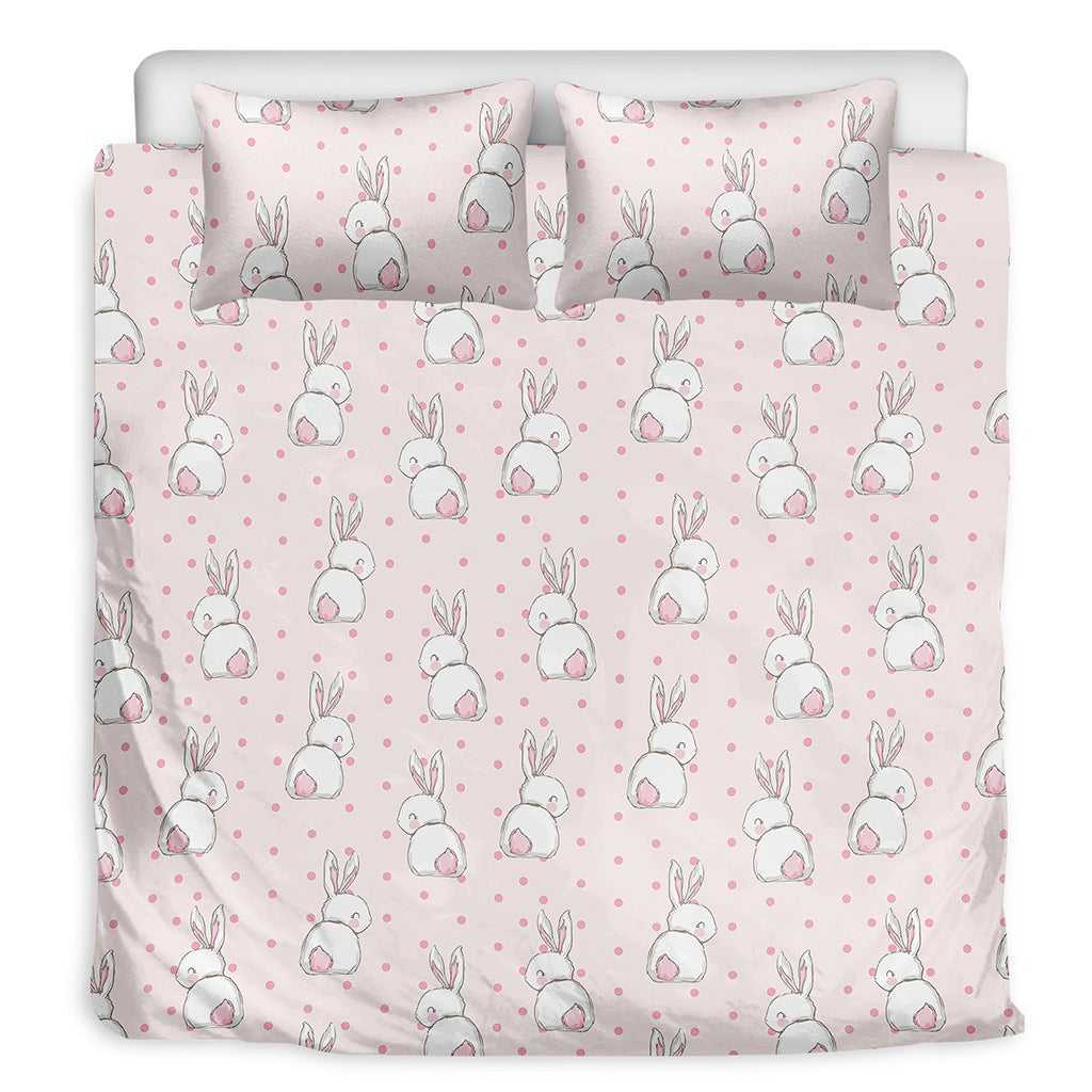 Cute Rabbit Pattern Print Duvet Cover Bedding Set
