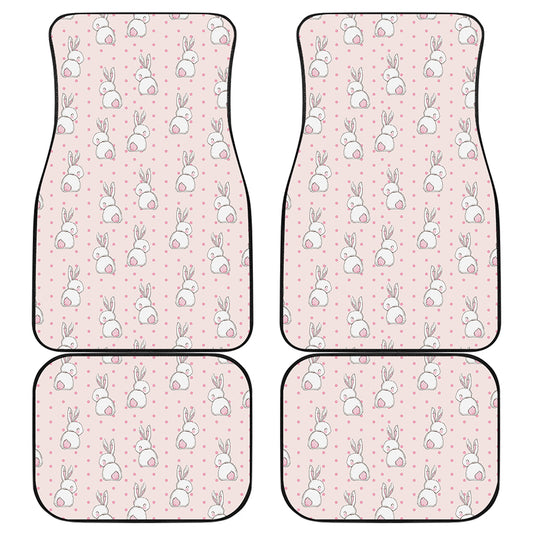Cute Rabbit Pattern Print Front and Back Car Floor Mats