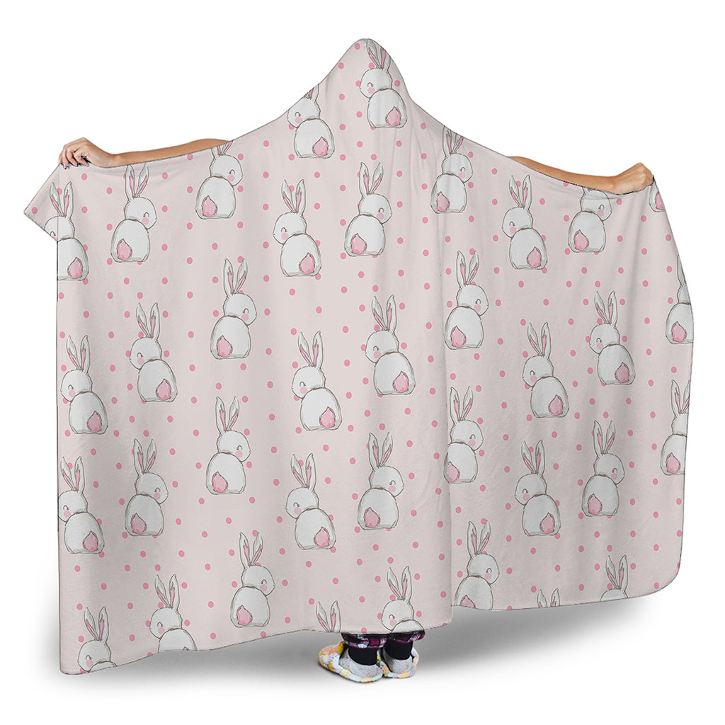 Cute Rabbit Pattern Print Hooded Blanket