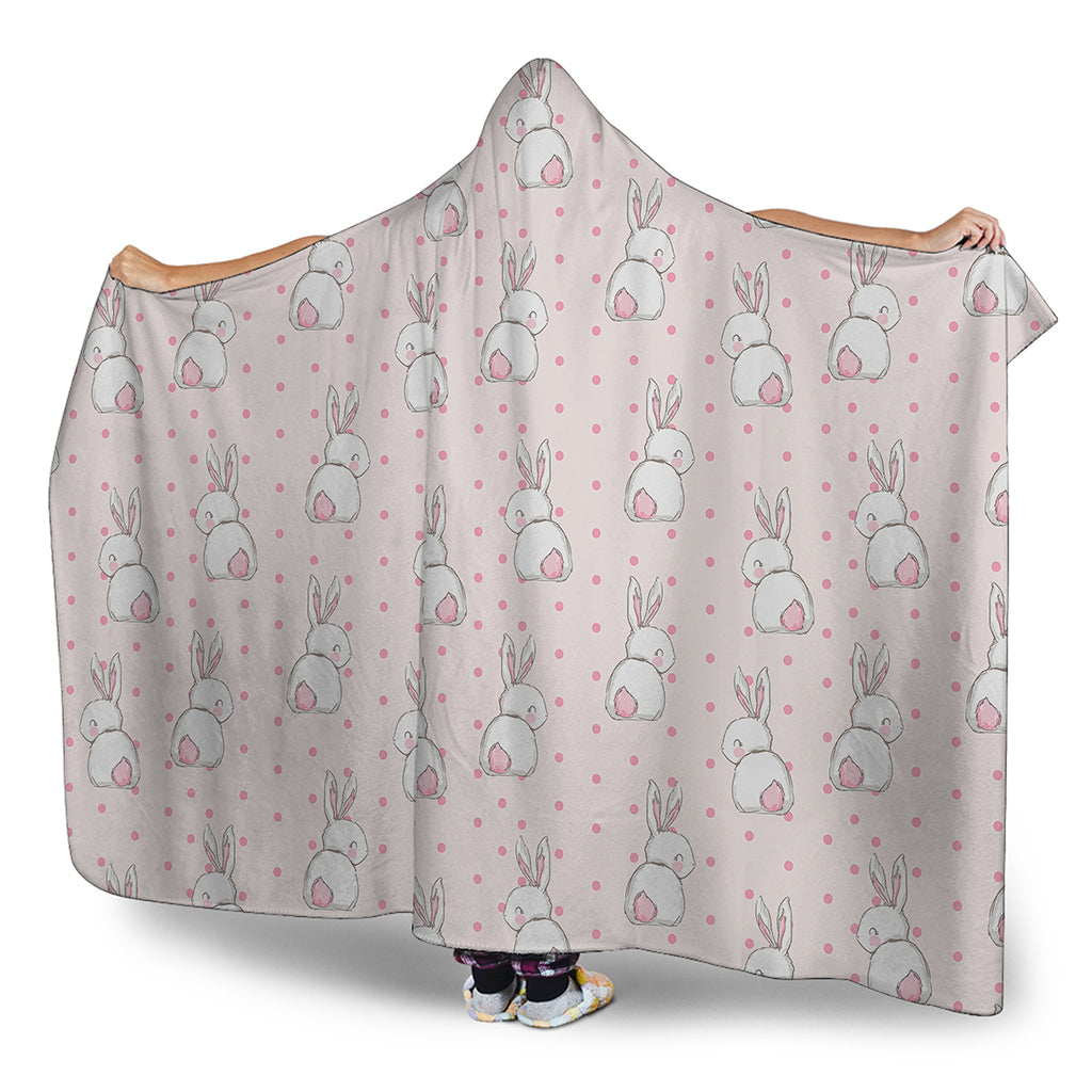 Cute Rabbit Pattern Print Hooded Blanket