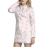 Cute Rabbit Pattern Print Hoodie Dress