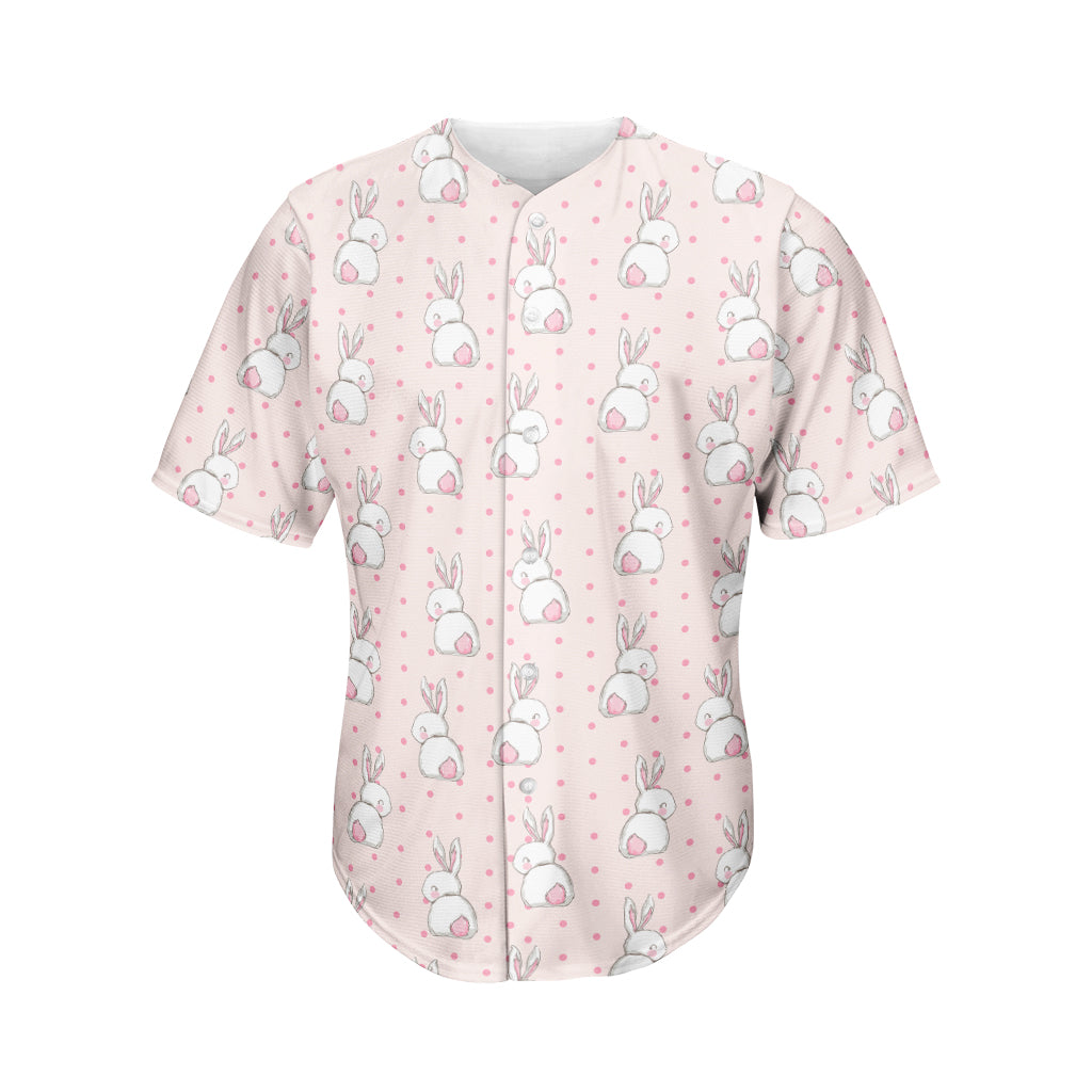 Cute Rabbit Pattern Print Men's Baseball Jersey