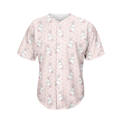 Cute Rabbit Pattern Print Men's Baseball Jersey