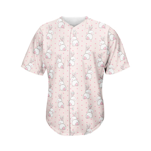Cute Rabbit Pattern Print Men's Baseball Jersey