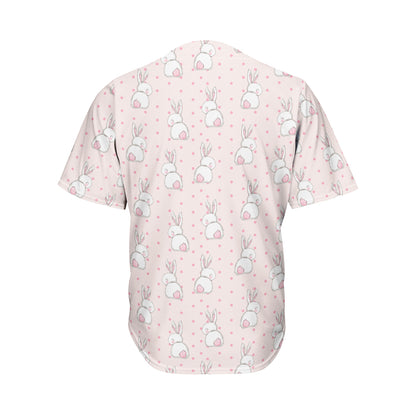 Cute Rabbit Pattern Print Men's Baseball Jersey