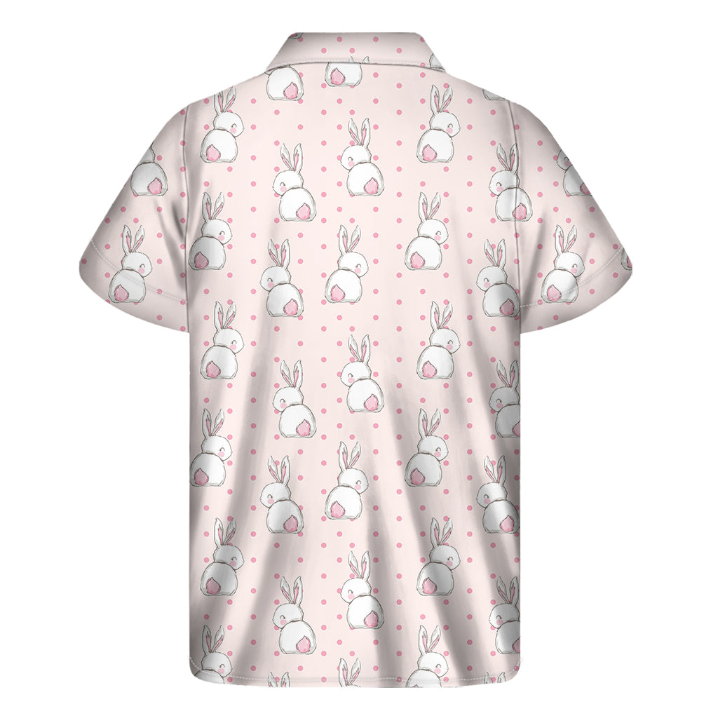 Cute Rabbit Pattern Print Men's Short Sleeve Shirt