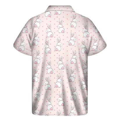 Cute Rabbit Pattern Print Men's Short Sleeve Shirt