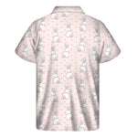 Cute Rabbit Pattern Print Men's Short Sleeve Shirt