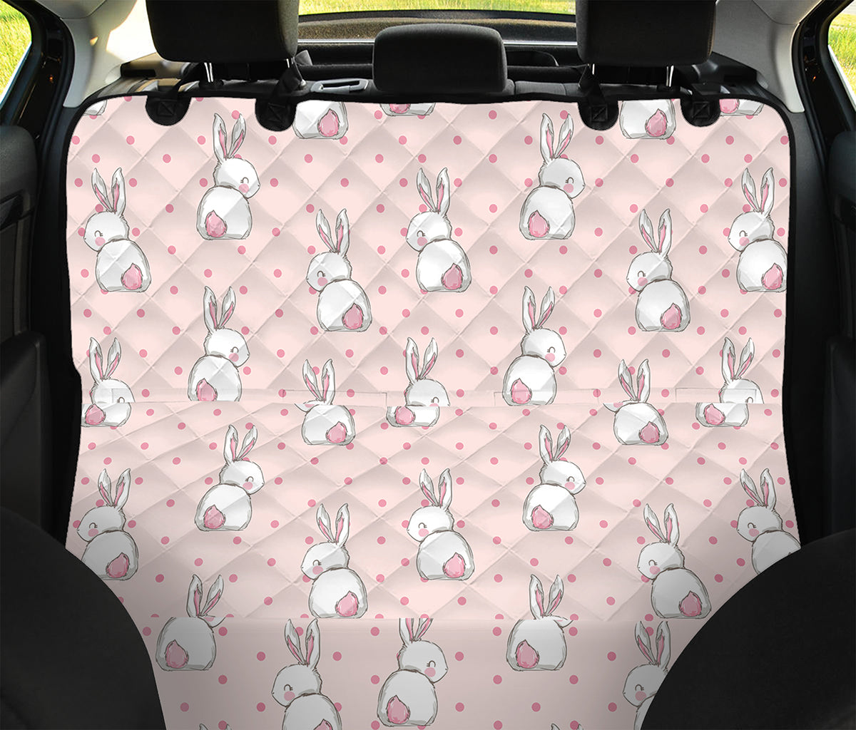 Cute Rabbit Pattern Print Pet Car Back Seat Cover