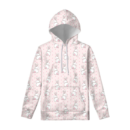 Cute Rabbit Pattern Print Pullover Hoodie