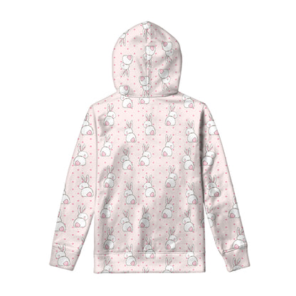 Cute Rabbit Pattern Print Pullover Hoodie
