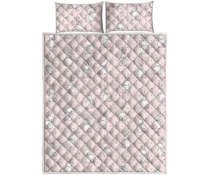Cute Rabbit Pattern Print Quilt Bed Set