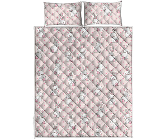 Cute Rabbit Pattern Print Quilt Bed Set