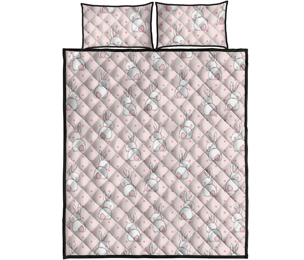 Cute Rabbit Pattern Print Quilt Bed Set