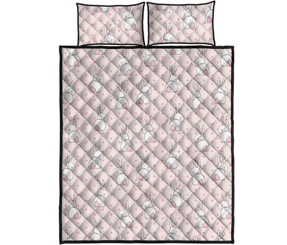 Cute Rabbit Pattern Print Quilt Bed Set