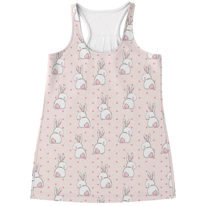 Cute Rabbit Pattern Print Women's Racerback Tank Top