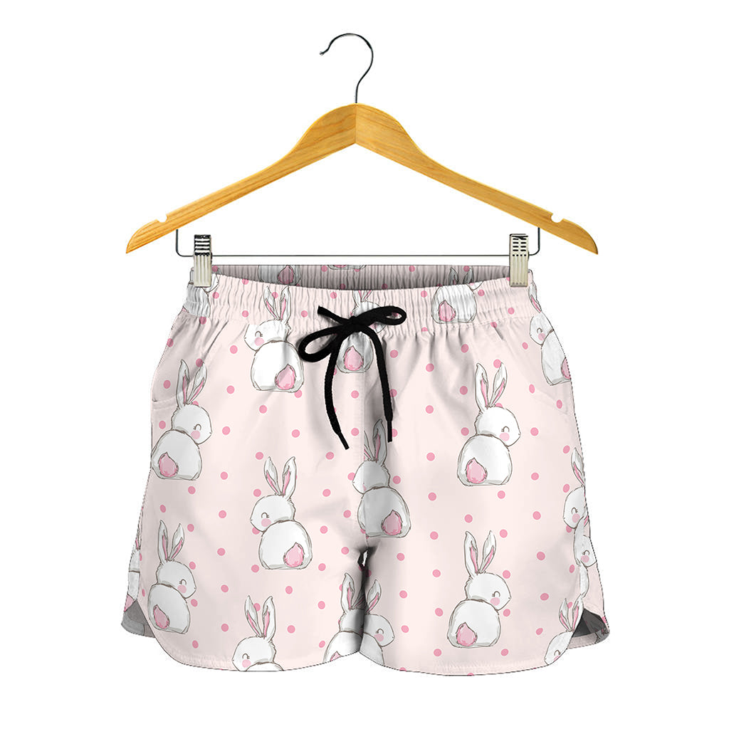 Cute Rabbit Pattern Print Women's Shorts