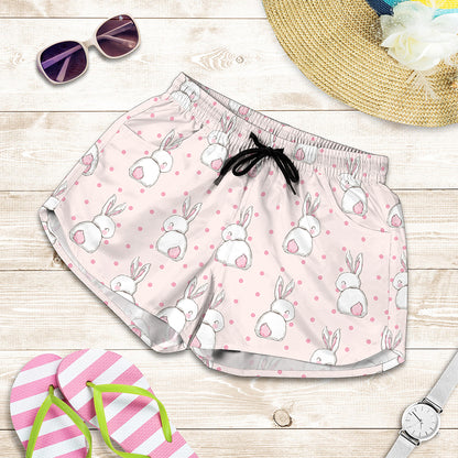 Cute Rabbit Pattern Print Women's Shorts