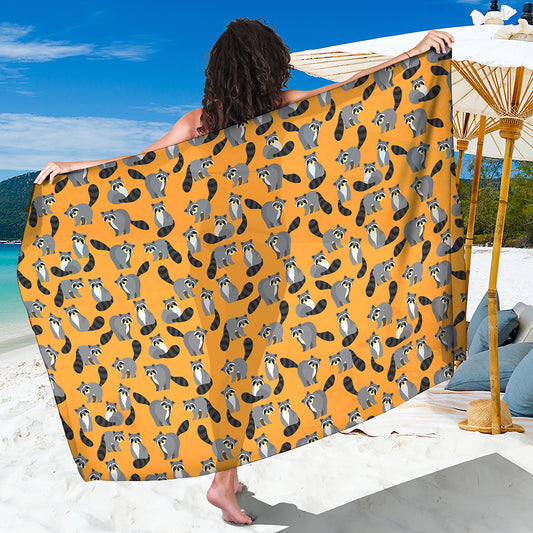 Cute Raccoon Pattern Print Beach Sarong Wrap