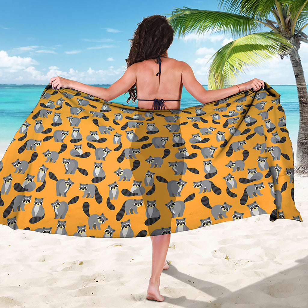 Cute Raccoon Pattern Print Beach Sarong Wrap