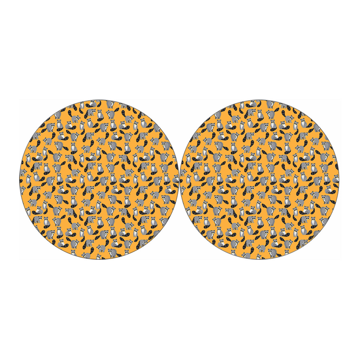 Cute Raccoon Pattern Print Car Coasters