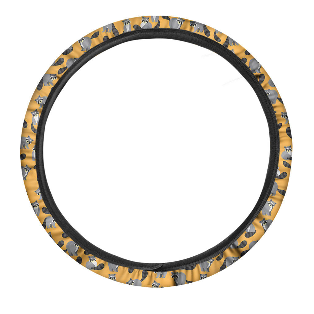 Cute Raccoon Pattern Print Car Steering Wheel Cover
