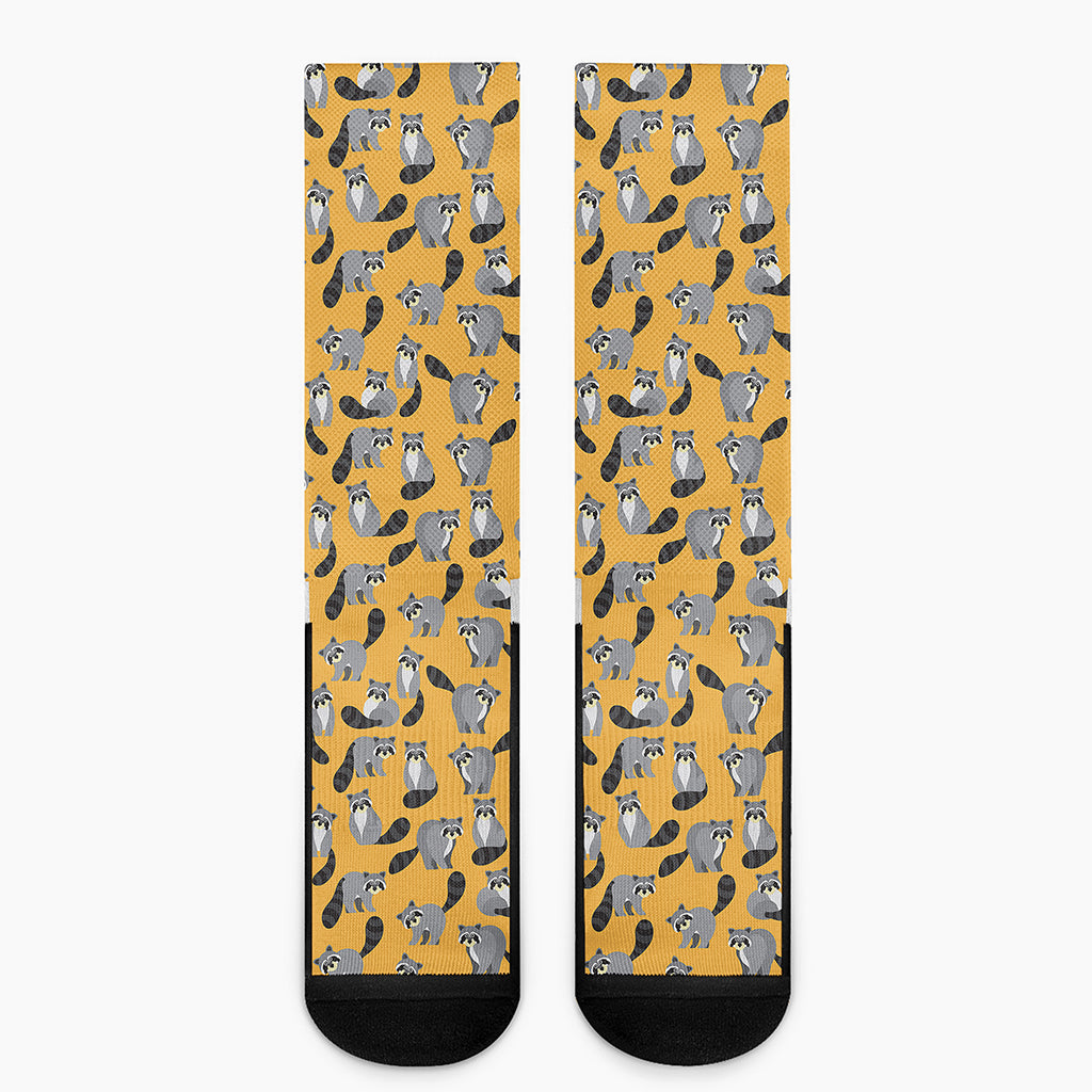 Cute Raccoon Pattern Print Crew Socks