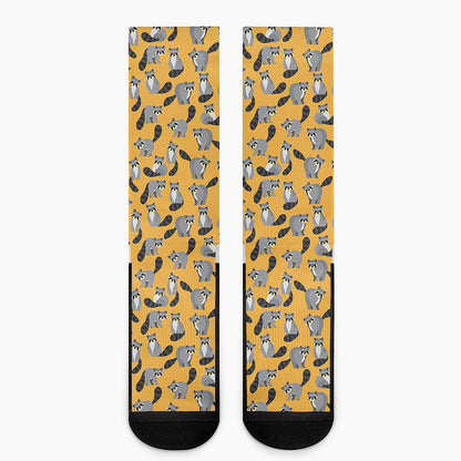 Cute Raccoon Pattern Print Crew Socks
