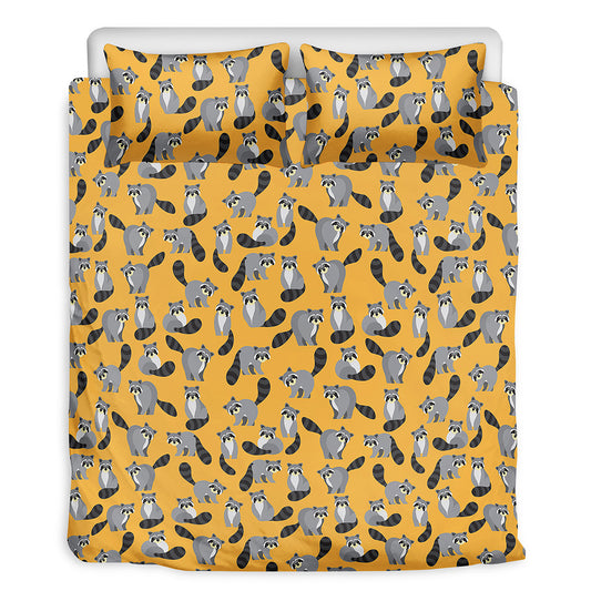 Cute Raccoon Pattern Print Duvet Cover Bedding Set