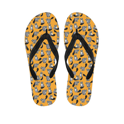 Cute Raccoon Pattern Print Flip Flops