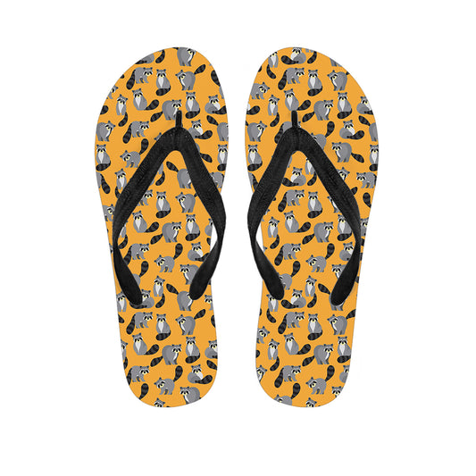 Cute Raccoon Pattern Print Flip Flops