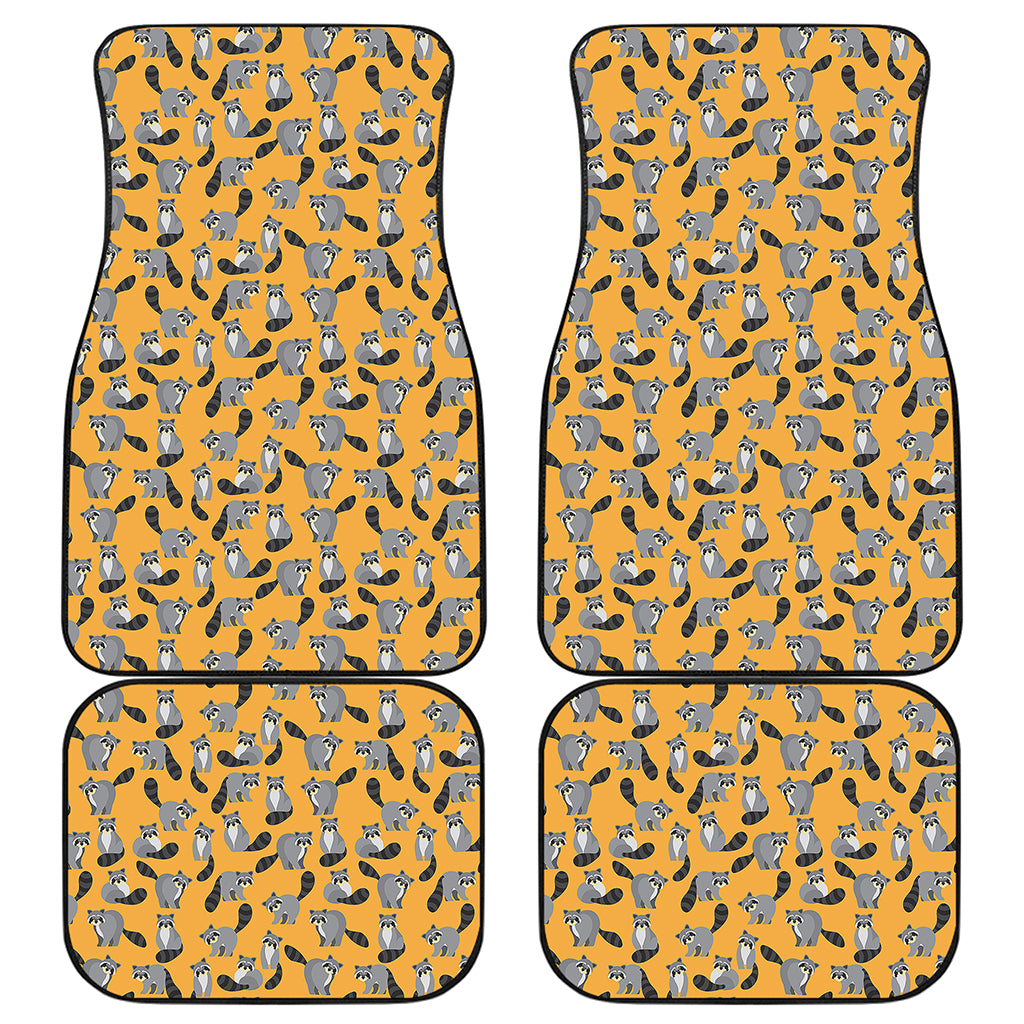 Cute Raccoon Pattern Print Front and Back Car Floor Mats