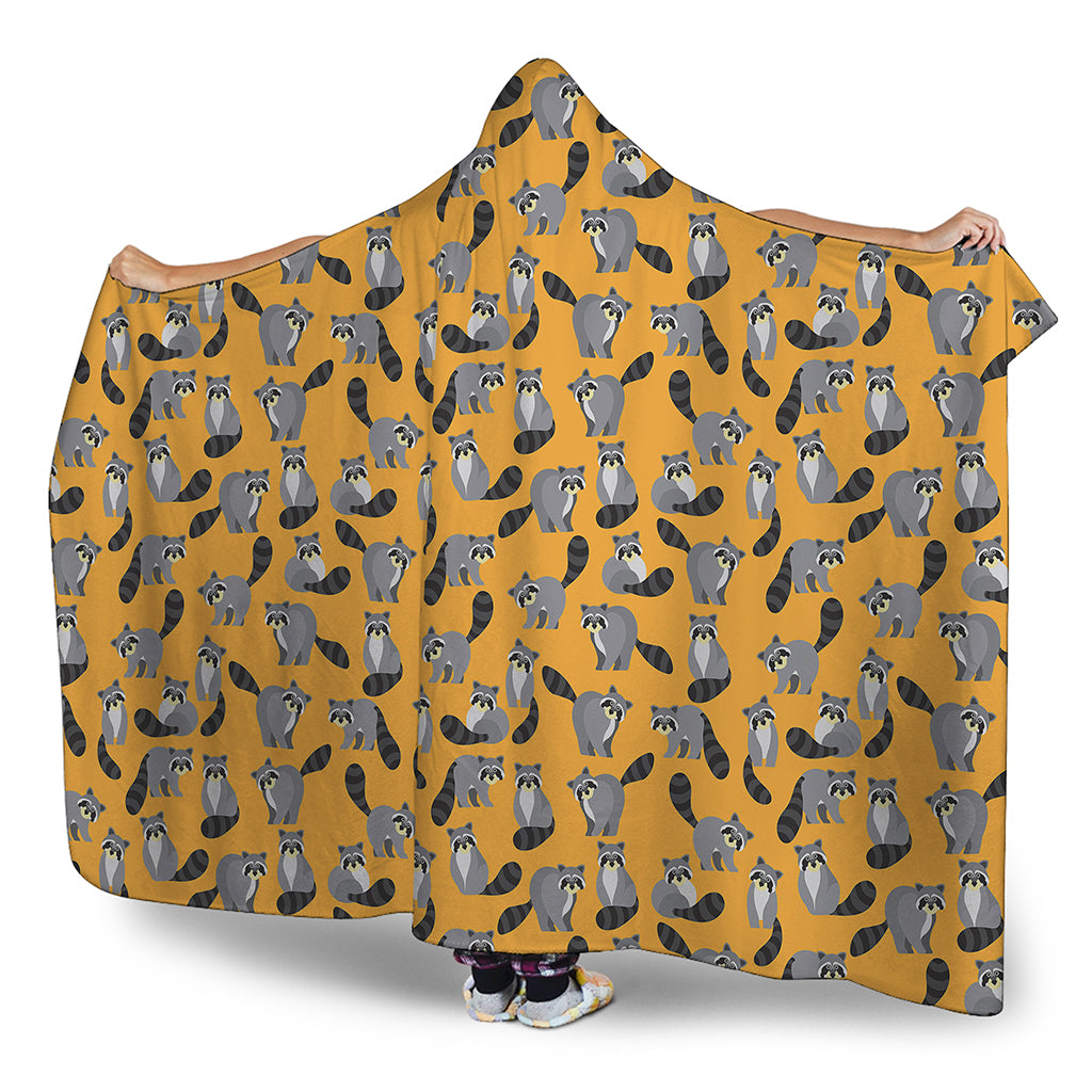 Cute Raccoon Pattern Print Hooded Blanket