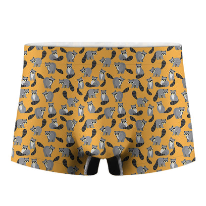 Cute Raccoon Pattern Print Men's Boxer Briefs