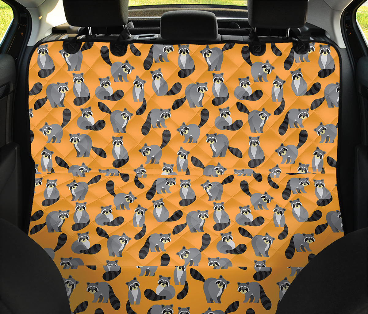 Cute Raccoon Pattern Print Pet Car Back Seat Cover