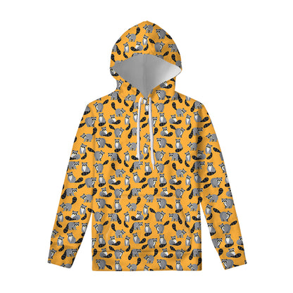Cute Raccoon Pattern Print Pullover Hoodie
