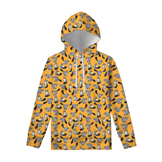 Cute Raccoon Pattern Print Pullover Hoodie