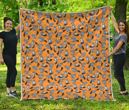 Cute Raccoon Pattern Print Quilt