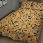 Cute Raccoon Pattern Print Quilt Bed Set