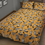 Cute Raccoon Pattern Print Quilt Bed Set