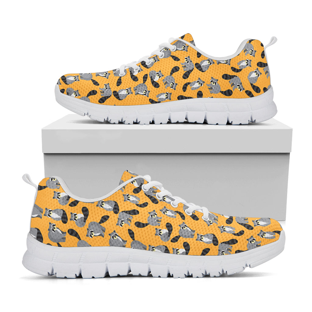 Cute Raccoon Pattern Print White Sneakers