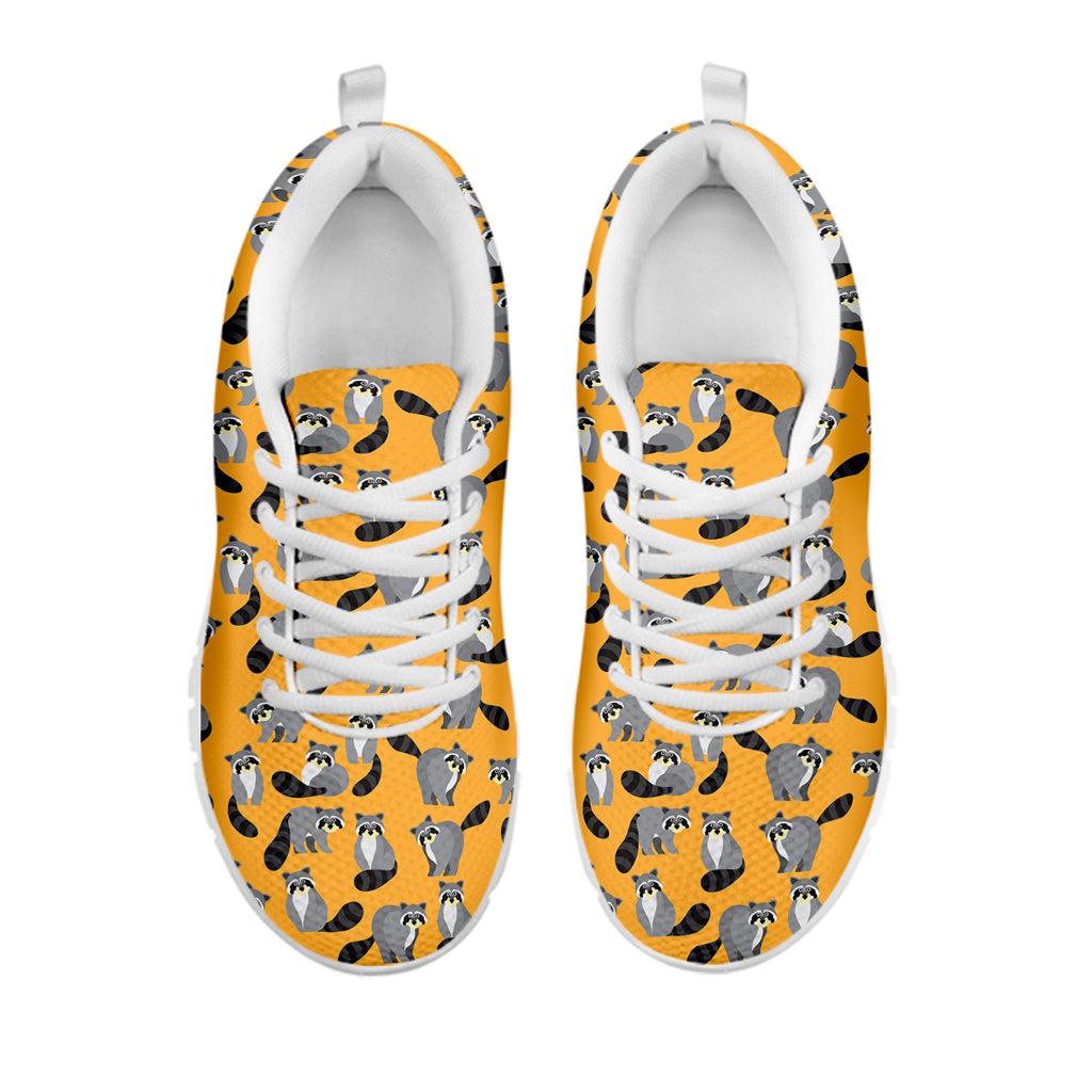 Cute Raccoon Pattern Print White Sneakers