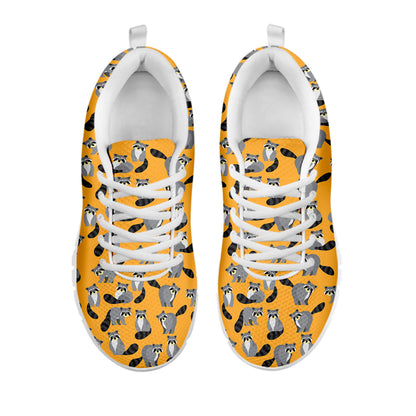Cute Raccoon Pattern Print White Sneakers