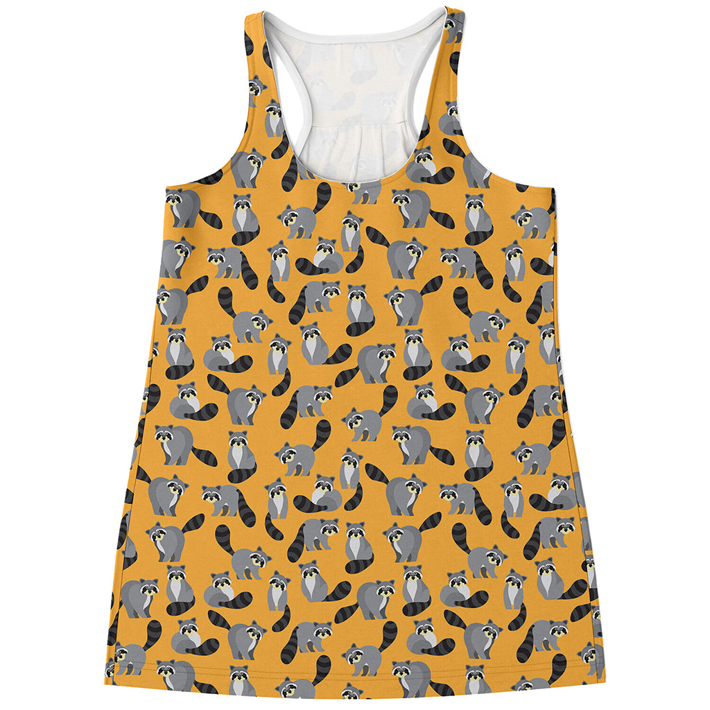 Cute Raccoon Pattern Print Women's Racerback Tank Top