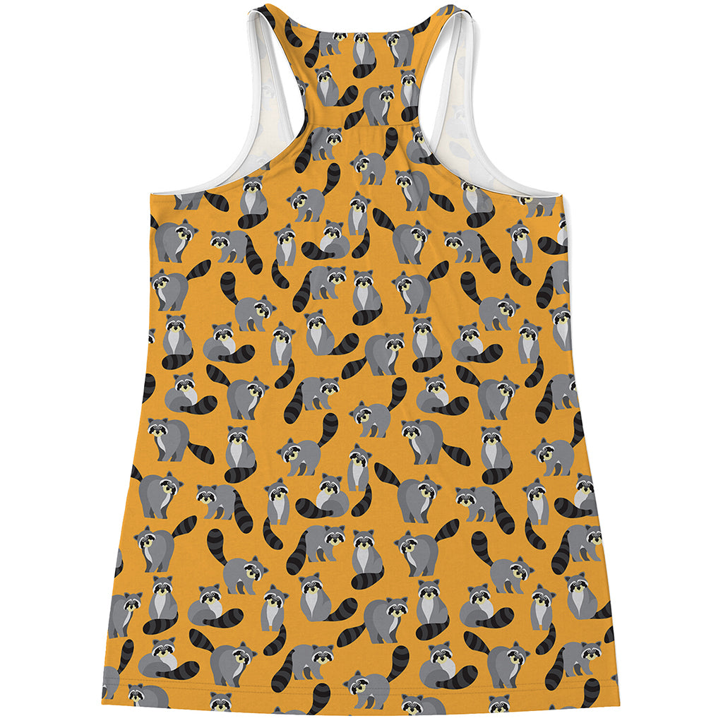 Cute Raccoon Pattern Print Women's Racerback Tank Top