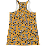 Cute Raccoon Pattern Print Women's Racerback Tank Top