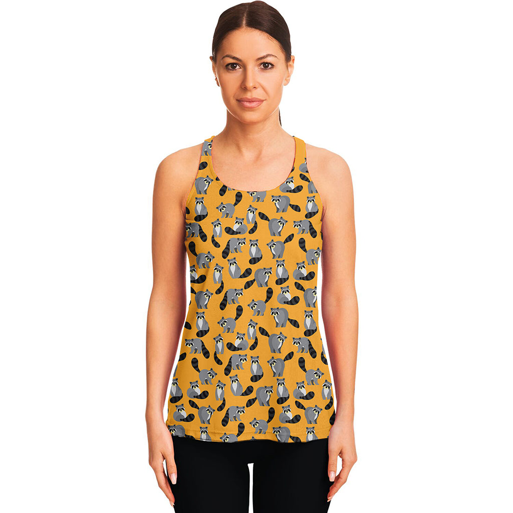 Cute Raccoon Pattern Print Women's Racerback Tank Top