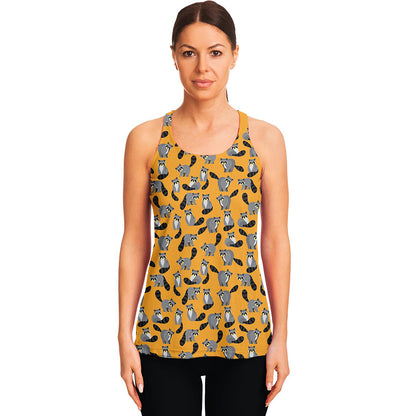 Cute Raccoon Pattern Print Women's Racerback Tank Top