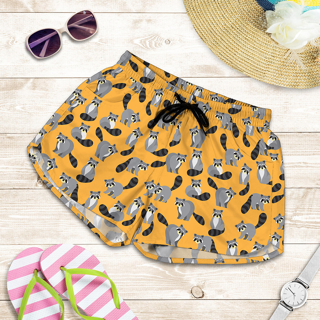 Cute Raccoon Pattern Print Women's Shorts